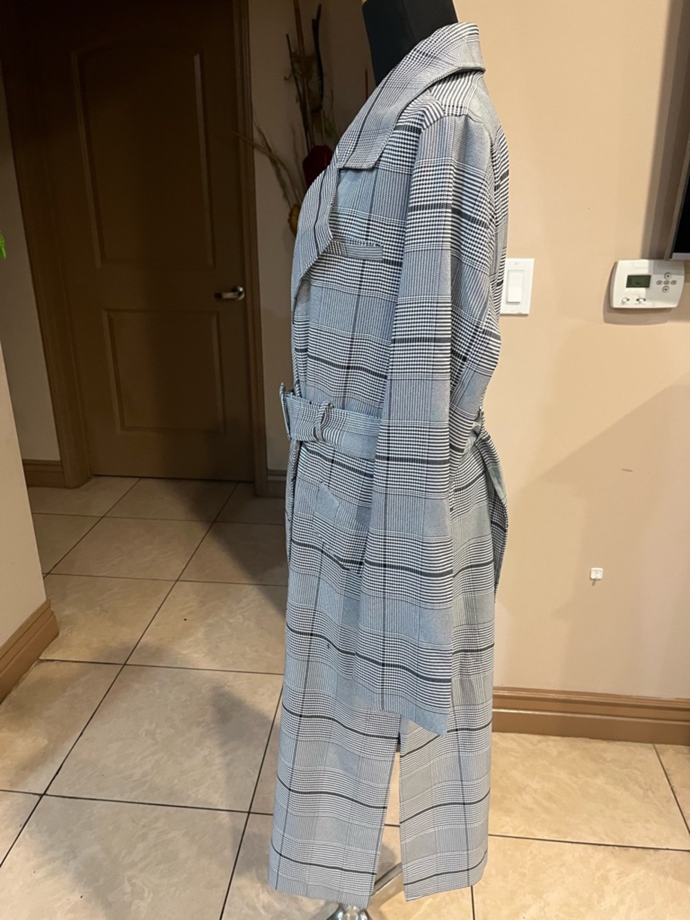 J.O.A. Gray Plaid Trench Coat - Picture 2 of 11